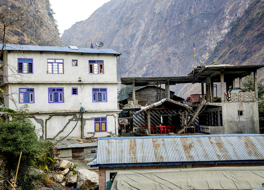 Damaged buildings in Gorkha, Nepal